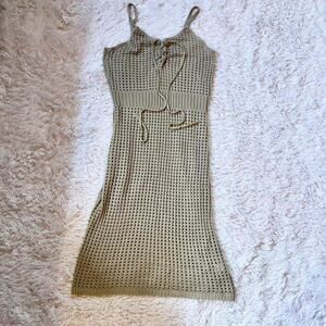 Boho Oatmeal Open Knit Crotchet Earthy Sun Hippie Patchouli Indie Granola Dress
